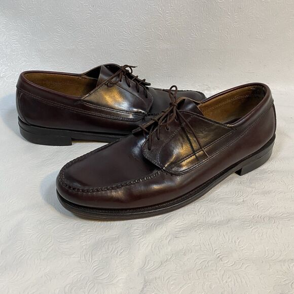 LL Bean Mens 14D Brown Leather Oxford Moc-Toe Shoes - Picture 6 of 15